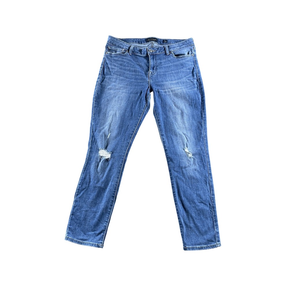 Lucky Brand Womens 14/32 Regular Medium Wash Distressed Straight Leg Jeans 0522